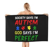 IUBBKI Beach Towel Oversized Society Say I'm Autistic God Says I'm Perfect Bath Towels, Sand-Free Absorbent Quick Dry Towels for Swim,Pool,Travel,Yoga, 32"X52" Beach Accessories
