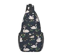 IUBBKI Beautiful White Swans on the Lake Abstract Marble Stone Crossbody Bag Men'S Chest Cross Body Bag, Light, For Hiking And Travel
