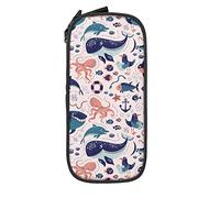 IUBBKI Cartoon Sea Creatures Pencil Case Large Capacity Durable Pencil Pouch Storage Pen Bag with Zipper Pouch Box Stationary Case