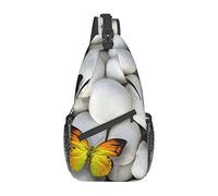 IUBBKI Colorful Butterflies Stone Geometriske Sling Bag,Crossbody Sling Backpack Shoulder Chest Bag, For Women Men Travel Hiking Causal Daypack