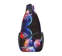 IUBBKI Colorful Jellyfish Killer Whales Swim Along Crossbody Bag Men'S Chest Cross Body Bag, Light, For Hiking And Travel