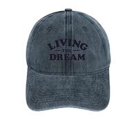 IUBBKI Cotton Baseball Cap Living The Dream Adjustable Sun Hats Summer Vintage Washed Baseball Cap Golf Dad Hat for Men Women Navy