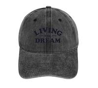 IUBBKI Cotton Baseball Cap Living The Dream Adjustable Sun Hats Summer Vintage Washed Baseball Cap Golf Dad Hat for Men Women Charcoal