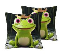 IUBBKI Crown Frog Linen Throw Pillow Covers Set of 2 Decorative Pillow Cases Double-Sided Cushion Cover Soft Breathable Pillowcases 20"x20" Farmhouse Pillowcase for Home Decor Gift