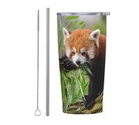 IUBBKI Cute Red Panda Travel Mug with Straw Insulated Coffee Cup with Leakproof Lid Vacuum Insulation Stainless Steel Reusable for Hot Cold Coffee Water and Tea Thermal Mug 20oz