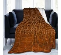 IUBBKI Elegant Brown Crocodile Leather Texture Blanket Ultra-Soft Flannel Light Blankets Warm and Comfortable Suitable for All Seasons 80"X60"