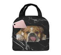 IUBBKI English Bulldog Lunch Bags Insulated Lunch Box with Pocket Reusable Cooler Tote Bag for Picnic Beach