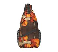 IUBBKI Fall Pumpkin Killer Whales Swim Along Crossbody Bag Men'S Chest Cross Body Bag, Light, For Hiking And Travel