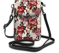 IUBBKI Floral Roses Small Cell Phone Purse Peony Flower Crossbody Bag for Women Wallet Purses and Handbags Red White Pink