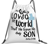IUBBKI for God So Loved The World That He Gave His Only Son John 3:16 Gifts Black Backpack Bags Cinch Sack with String Gym Sports Sackpack for Boys Girls Women Men
