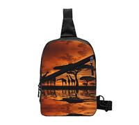 IUBBKI Giraffe Under the Tree in Africa African Giraffe Print Shoulder Bag For Men Women Small Crossbody Sling Anti Theft Backpack For Traveling Chest
