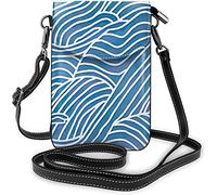 IUBBKI Hand Drawn Floral Blue and Brown Ditsy Crossbody Cell Phone Purse Women PU Crossbody Bag Small Crossbody Wallet Purse Black 51