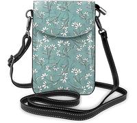 IUBBKI Hand Drawn Floral Blue and Brown Ditsy Crossbody Cell Phone Purse Women PU Crossbody Bag Small Crossbody Wallet Purse Black 51