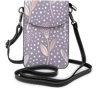 IUBBKI Hand Drawn Floral Blue and Brown Ditsy Crossbody Cell Phone Purse Women PU Crossbody Bag Small Crossbody Wallet Purse Black 51