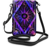 IUBBKI Hand Drawn Floral Blue and Brown Ditsy Crossbody Cell Phone Purse Women PU Crossbody Bag Small Crossbody Wallet Purse Black 51