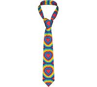 IUBBKI Heart Rainbow Tie Dyed Print Men Necktie Classic Formal Ties for Men Business Party