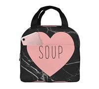 IUBBKI I Love Soup Heart Lunch Bags Insulated Lunch Box with Pocket Reusable Cooler Tote Bag for Picnic Beach