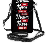 IUBBKI Inspiration Quote Work Hard Dream Big Small Cell Phone Purse Passion Word Never Give Up Crossbody Bag for Women Wallet Purses and Handbags Black