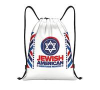 IUBBKI Jewish American Heritage Month Drawstring Backpack Waterproof Beach Bag Gym Bag Small Travel Backpack Sports Sackpack for Women Men