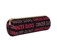 IUBBKI Leather Pencil Case CancerSucks Breast Awareness Holder Pouch Box Makeup Bag Organizer with Zipper for School of Fice