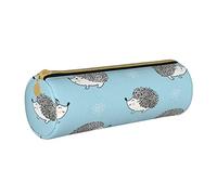 IUBBKI Leather Pencil Case Cute Watercolor Hedgehogs Holder Pouch Box Makeup Bag Organizer with Zipper for School of Fice