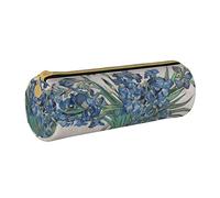 IUBBKI Leather Pencil Case IrisesVanGogh Vintage Holder Pouch Box Makeup Bag Organizer with Zipper for School of Fice