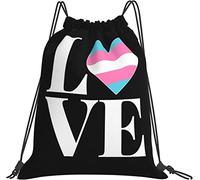 IUBBKI LGBT Trans 'Love' Gender Gift for Transgender Pride Gifts Black Bags String Backpack Cinch Sack Bags Gym Sport for Men Women Kids Girls