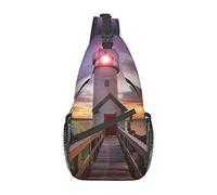 IUBBKI Lighthouse Guitar British Flag Crossbody Bags Men'S Women'S Shoulder Bags Fashionable And Lightweight Crossbody Chest Bags