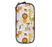 IUBBKI Lion Tiger and Monkey Pencil Case Large Capacity Durable Pencil Pouch Storage Pen Bag with Zipper Pouch Box Stationary Case
