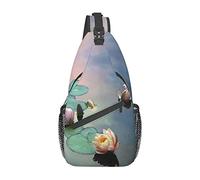 IUBBKI Lotus Flower Painting Killer Whale Crossbody Bag Men'S Chest Cross Body Bag, Light, For Hiking And Travel