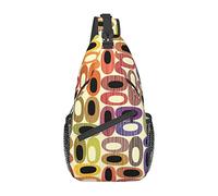 IUBBKI Mid Century Modern With Drop Shapes Vintage Aloha Tiki Pattern Crossbody Bag Men'S Chest Cross Body Bag, Light, For Hiking And Travel