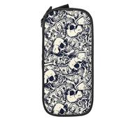 IUBBKI Money Skull and Flower Pencil Case Large Capacity Durable Pencil Pouch Storage Pen Bag with Zipper Pouch Box Stationary Case
