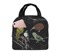 IUBBKI New Zealand Native Birds Lunch Bags Insulated Lunch Box with Pocket Reusable Cooler Tote Bag for Picnic Beach