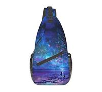 IUBBKI Northern Lights Killer Whales Swim Along Crossbody Bag Men'S Chest Cross Body Bag, Light, For Hiking And Travel