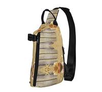 IUBBKI Ocean Beach Sands Pink White Gold Flowers Diagonally Sling Bag,Crossbody Sling Backpack Shoulder Chest Bag For Women Men,Travel Hiking Daypack