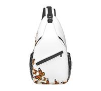 IUBBKI Orange Butterfly Killer Whale Crossbody Bag Men'S Chest Cross Body Bag, Light, For Hiking And Travel