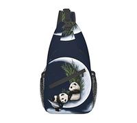 IUBBKI Panda and Moon Killer Whales Swim Along Crossbody Bag Men'S Chest Cross Body Bag, Light, For Hiking And Travel