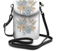 IUBBKI Pu Leather Small Cell Phone Purse Beautiful Pink Roses Freshess Art Flowers Leaf Crossbody Bags Travel Wallet