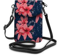 IUBBKI Pu Leather Small Cell Phone Purse Beautiful Pink Roses Freshess Art Flowers Leaf Crossbody Bags Travel Wallet