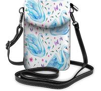 IUBBKI Pu Leather Small Cell Phone Purse Berries Butterfly Swan Flowers Blue Goose Leaf Crossbody Bags Travel Wallet
