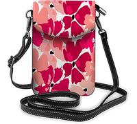 IUBBKI Pu Leather Small Cell Phone Purse Bird Flowers Leaf Blossom Branch Beauty Red Crossbody Bags Travel Wallet
