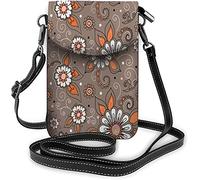 IUBBKI Pu Leather Small Cell Phone Purse Flowers Leaf Orange Daisy Dot Curve Cartoon Crossbody Bags Travel Wallet