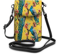 IUBBKI Pu Leather Small Cell Phone Purse Roses Flowers Pink White Peony Watercolor Leaf Crossbody Bags Travel Wallet