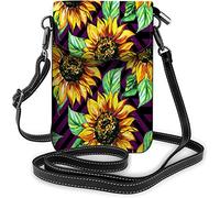 IUBBKI Pu Leather Small Cell Phone Purse Sunflowers Bright Blossom Beautiful Leaf Flowers Crossbody Bags Travel Wallet