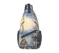 IUBBKI Romantic Paris Eiffel Tower Fox Crossbody Bag Men'S Chest Cross Body Bag, Light, For Hiking And Travel