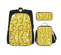 IUBBKI School Backpack Sets 3 Piece Students Teens (Softball Yellow) Book Bag+Lunch Bag+Pencil Case Cute College Work Gym Hiking Fishing Computer Bag