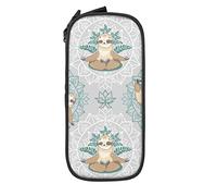 IUBBKI Sloth Bear Yoga Mandalas Pencil Case Large Capacity Durable Pencil Pouch Storage Pen Bag with Zipper Pouch Box Stationary Case
