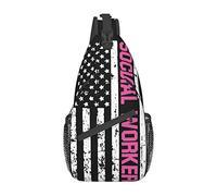 IUBBKI Social Workers American Flag Sling Bag Unisex Crossbody Sling Backpack Shoulder Chest Bag For Women Men Travel Hiking Daypack