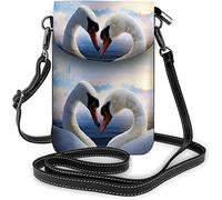 IUBBKI Swans Crossbody Cell Phone Purse Sunrise Love Landscape Bird Lake Heart Scenery WildlifeWallet Handbag