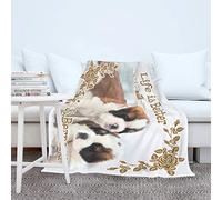 IUBBKI Unisex Blanket Cuddly Blanket Bedspread with St. Bernard Dog is Life Better Print Sofa Blanket Super Warm Sofa Blanket White 130 x 150 cm